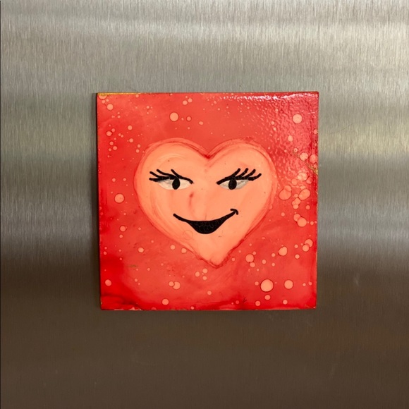 Valentines Day Hand Painted Heart Magnet - Picture 2 of 5